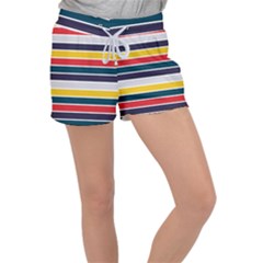 Horizontal Colored Stripes Velour Lounge Shorts by tmsartbazaar