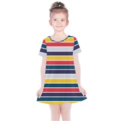 Horizontal Colored Stripes Kids  Simple Cotton Dress by tmsartbazaar