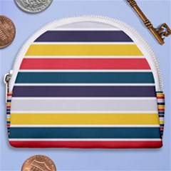 Horizontal Colored Stripes Horseshoe Style Canvas Pouch by tmsartbazaar