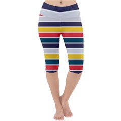 Horizontal Colored Stripes Lightweight Velour Cropped Yoga Leggings by tmsartbazaar