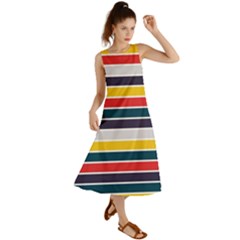 Horizontal Colored Stripes Summer Maxi Dress by tmsartbazaar