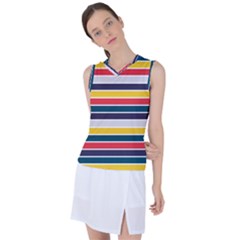 Horizontal Colored Stripes Women s Sleeveless Sports Top by tmsartbazaar