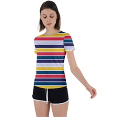 Horizontal Colored Stripes Back Circle Cutout Sports Tee by tmsartbazaar