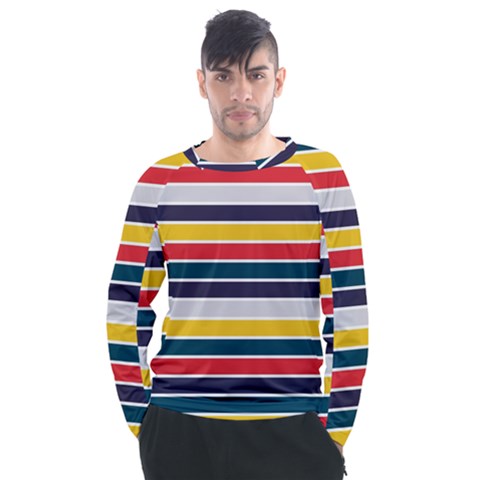 Horizontal Colored Stripes Men s Long Sleeve Raglan Tee by tmsartbazaar