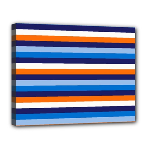 Ocean Blue Stripes Canvas 14  X 11  (stretched) by tmsartbazaar