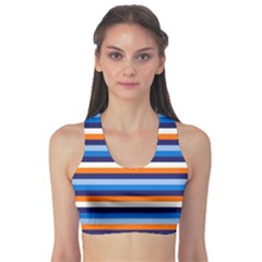 Ocean Blue Stripes Sports Bra by tmsartbazaar