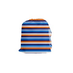 Ocean Blue Stripes Drawstring Pouch (small) by tmsartbazaar