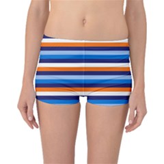 Ocean Blue Stripes Boyleg Bikini Bottoms by tmsartbazaar