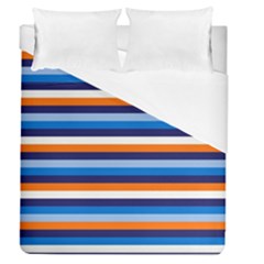 Ocean Blue Stripes Duvet Cover (queen Size) by tmsartbazaar