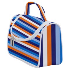 Ocean Blue Stripes Satchel Handbag by tmsartbazaar