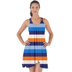 Ocean Blue Stripes Show Some Back Chiffon Dress by tmsartbazaar