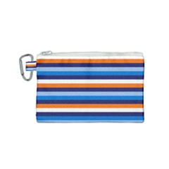 Ocean Blue Stripes Canvas Cosmetic Bag (small) by tmsartbazaar