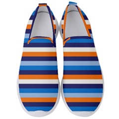 Ocean Blue Stripes Men s Slip On Sneakers by tmsartbazaar