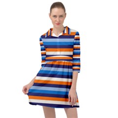 Ocean Blue Stripes Mini Skater Shirt Dress