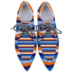 Ocean Blue Stripes Pointed Oxford Shoes by tmsartbazaar