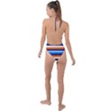 Ocean Blue Stripes Backless Halter One Piece Swimsuit View2