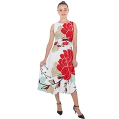 Floral Pattern  Midi Tie-back Chiffon Dress by Sobalvarro