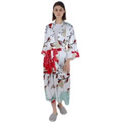 Floral Pattern  Maxi Satin Kimono