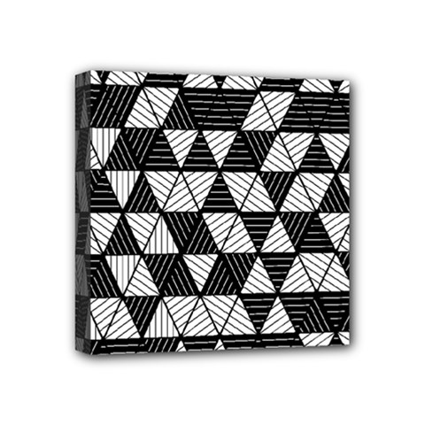 Black And White Triangles Pattern Mini Canvas 4  X 4  (stretched) by SpinnyChairDesigns