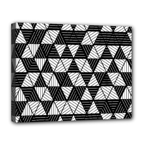 Black And White Triangles Pattern Canvas 14  X 11  (stretched) by SpinnyChairDesigns