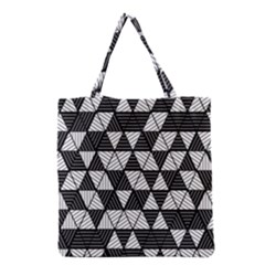 Black And White Triangles Pattern Grocery Tote Bag by SpinnyChairDesigns