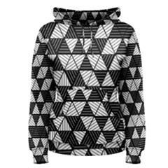 Black And White Triangles Pattern Women s Pullover Hoodie by SpinnyChairDesigns