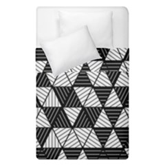 Black And White Triangles Pattern Duvet Cover Double Side (single Size) by SpinnyChairDesigns