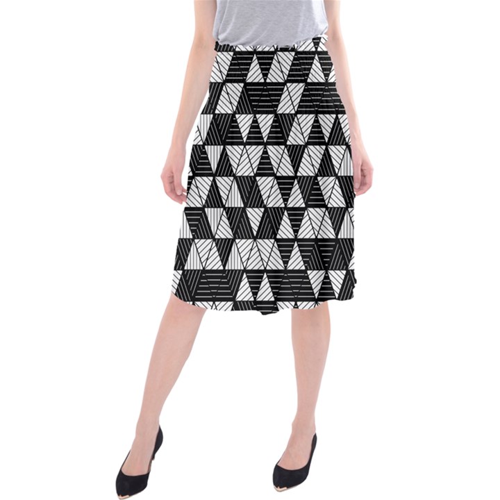 Black and White Triangles Pattern Midi Beach Skirt