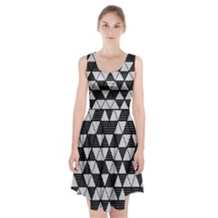 Black And White Triangles Pattern Racerback Midi Dress by SpinnyChairDesigns