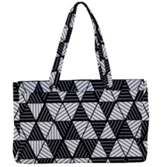 Black And White Triangles Pattern Canvas Work Bag by SpinnyChairDesigns