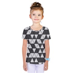 Black And White Triangles Pattern Kids  One Piece Tee