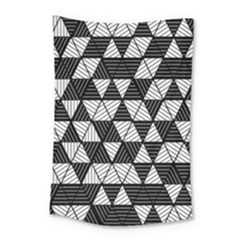 Black And White Triangles Pattern Small Tapestry by SpinnyChairDesigns