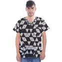 Black and White Triangles Pattern Men s V-Neck Scrub Top View1