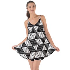 Black And White Triangles Pattern Love The Sun Cover Up by SpinnyChairDesigns