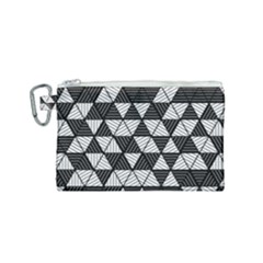 Black And White Triangles Pattern Canvas Cosmetic Bag (small) by SpinnyChairDesigns