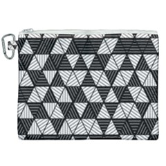 Black And White Triangles Pattern Canvas Cosmetic Bag (xxl) by SpinnyChairDesigns