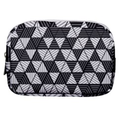 Black And White Triangles Pattern Make Up Pouch (small) by SpinnyChairDesigns