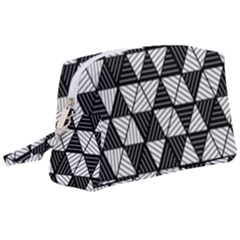 Black And White Triangles Pattern Wristlet Pouch Bag (large) by SpinnyChairDesigns