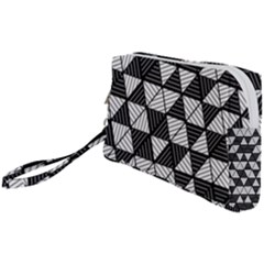 Black And White Triangles Pattern Wristlet Pouch Bag (small) by SpinnyChairDesigns