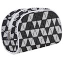 Black and White Triangles Pattern Makeup Case (Medium) View1