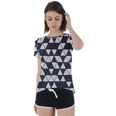 Black And White Triangles Pattern Short Sleeve Foldover Tee by SpinnyChairDesigns