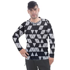 Black And White Triangles Pattern Men s Pique Long Sleeve Tee