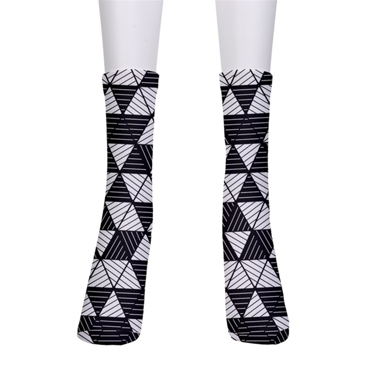 Black and White Triangles Pattern Men s Crew Socks