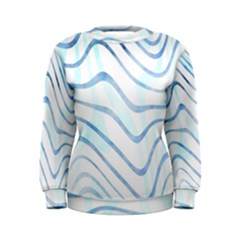 Faded Denim Blue Abstract Stripes On White Women s Sweatshirt by SpinnyChairDesigns