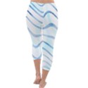 Faded Denim Blue Abstract Stripes on White Capri Winter Leggings  View4