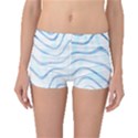 Faded Denim Blue Abstract Stripes on White Boyleg Bikini Bottoms View1