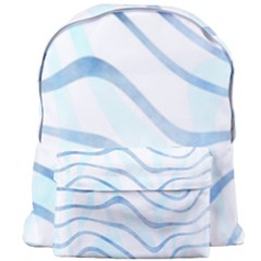 Faded Denim Blue Abstract Stripes On White Giant Full Print Backpack by SpinnyChairDesigns