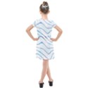 Faded Denim Blue Abstract Stripes on White Kids  Cross Web Dress View2