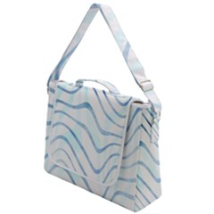 Faded Denim Blue Abstract Stripes On White Box Up Messenger Bag by SpinnyChairDesigns