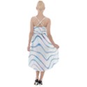 Faded Denim Blue Abstract Stripes on White High-Low Halter Chiffon Dress  View2